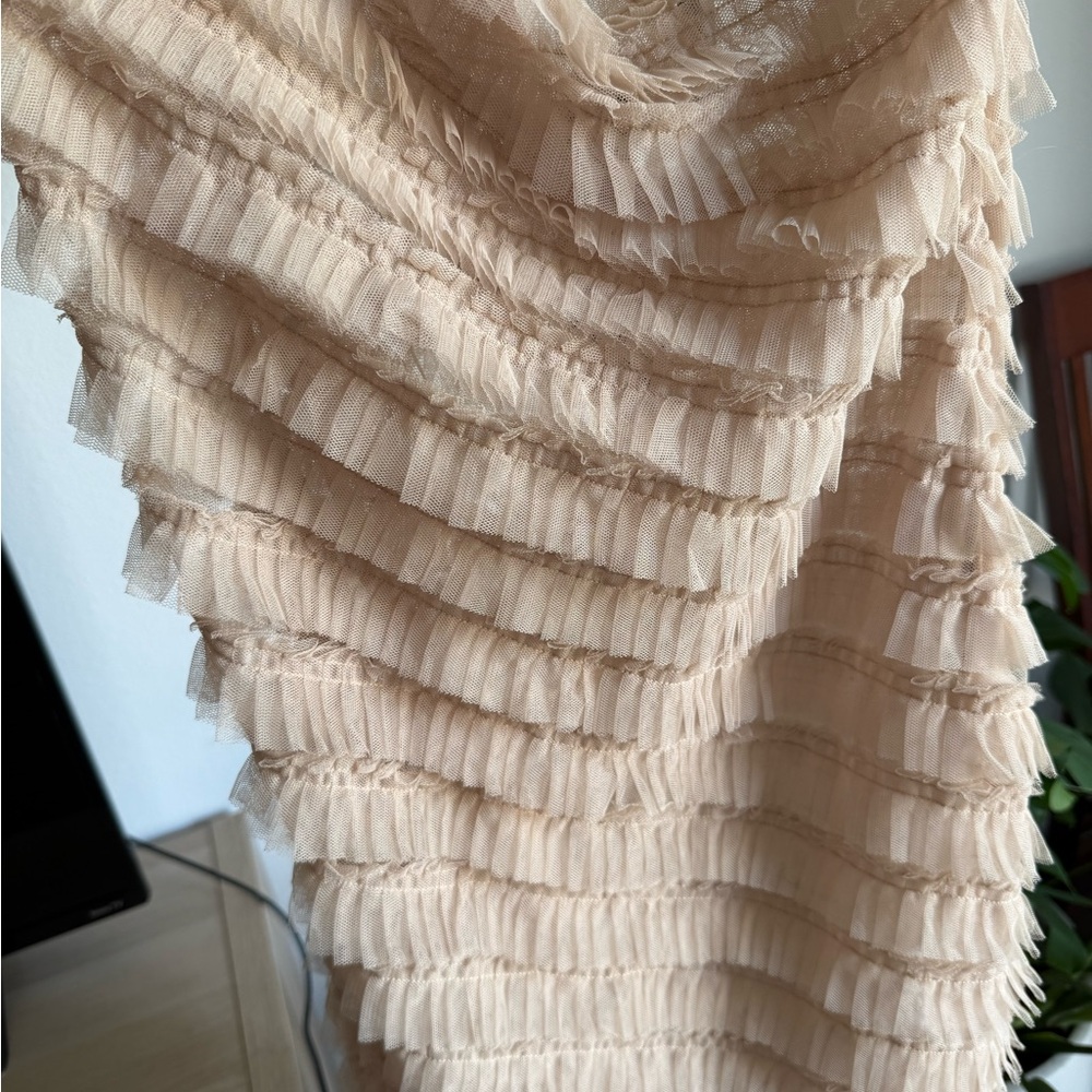 Elegant Ruffled Cream Dress